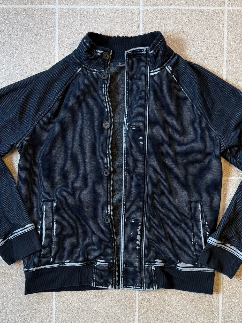 Marc Anthony Black Distressed Knit Jacket Men’s Size L